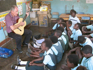 Matthew teaching music at the Limapela School in Zambia